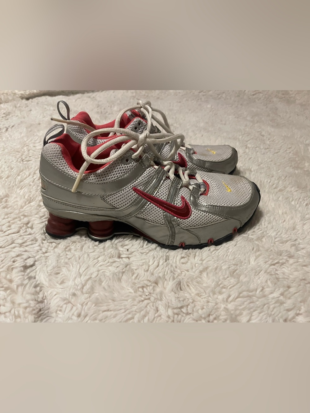 Nike Shox Womens CrossFit White Silver Pink Shoes Y2K 317421-161 Size 7.5